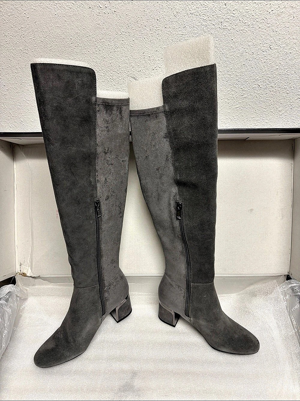 DKNY CORA NEW YORK Over-the-Knee Heeled Boots Gray